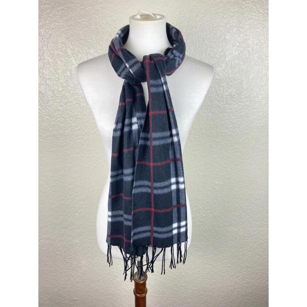 Love Culture Charcoal Gray Plaid Fleece Scarf Winter Fringe Unisex Wrap 65x12